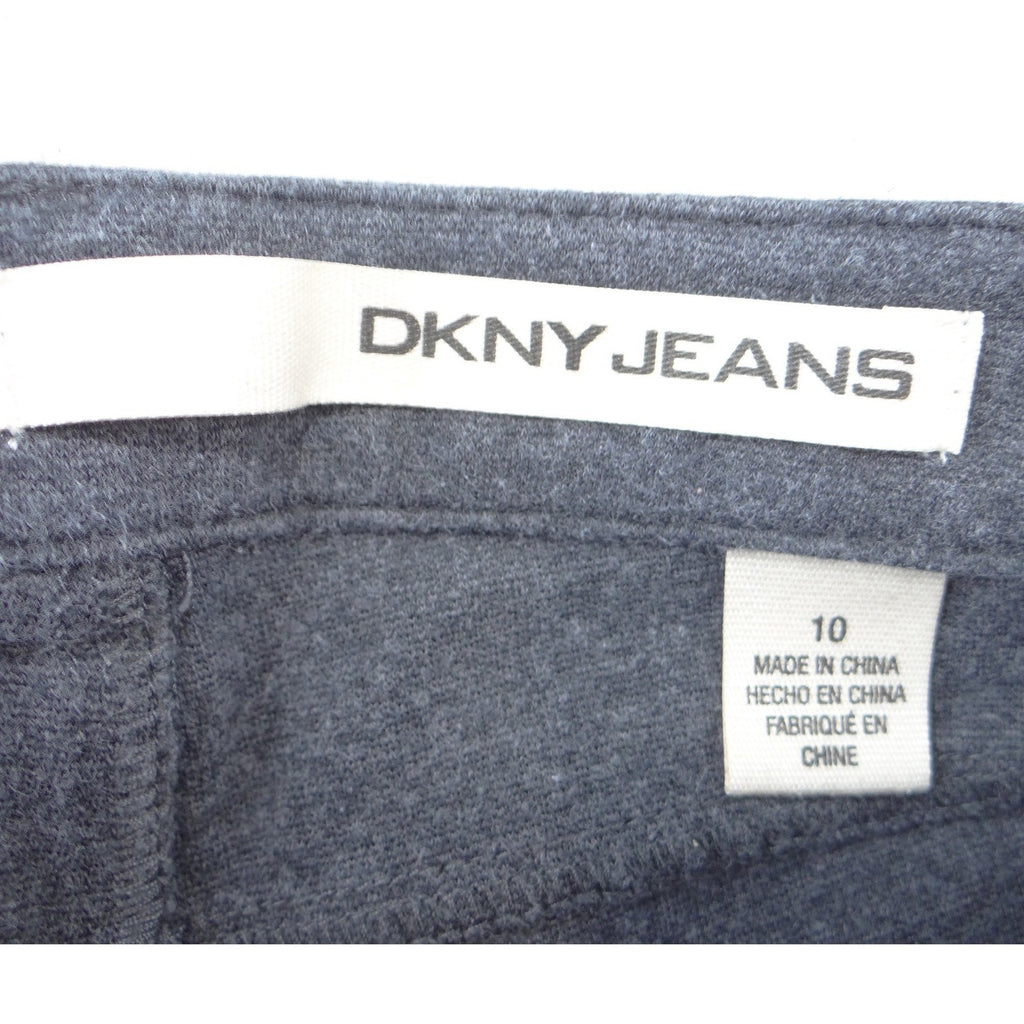 DKNY Jeans Womens Charcoal Gray Knit Skinny Pants Front Seam Zip Pockets Size 10