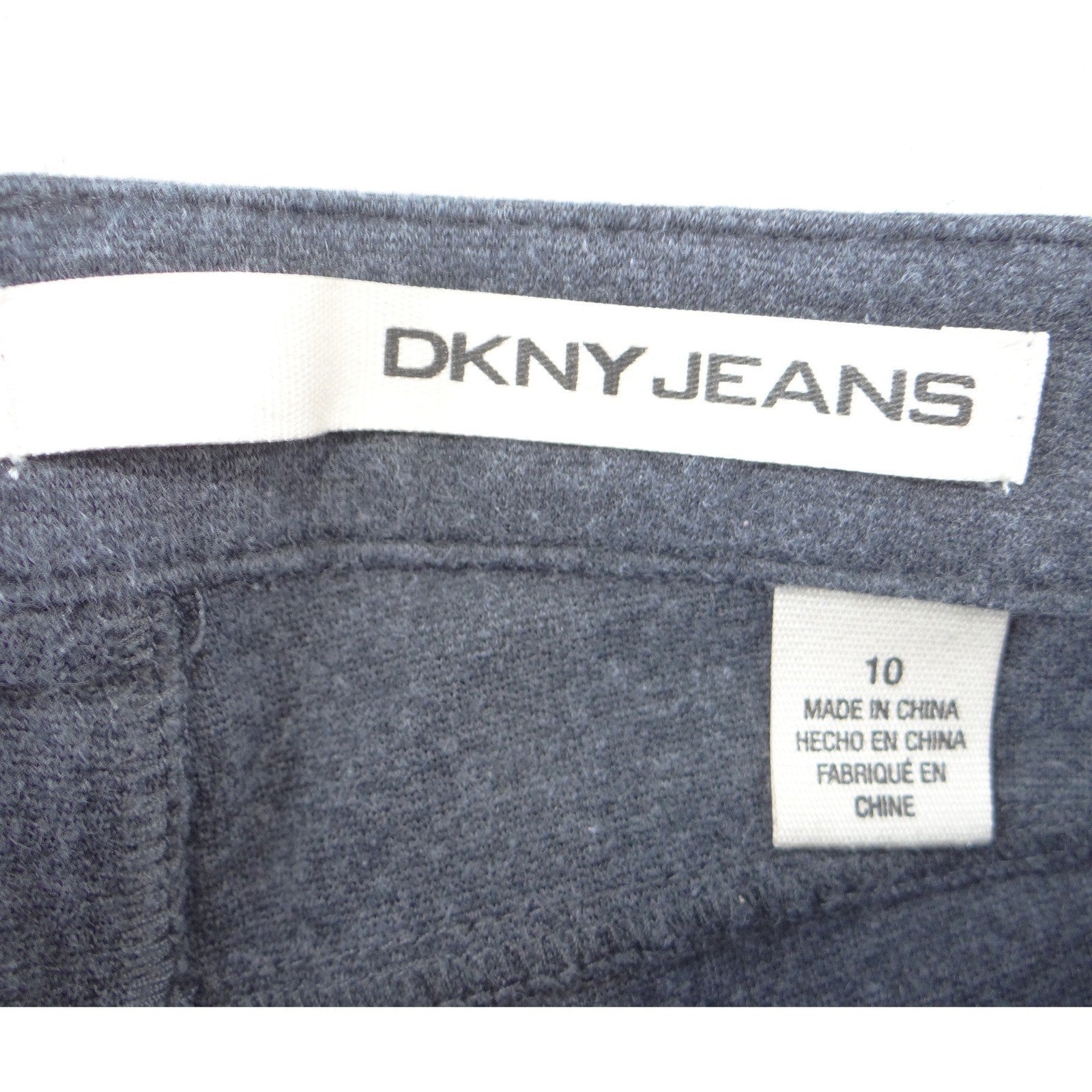 DKNY Jeans Womens Charcoal Gray Knit Skinny Pants Front Seam Zip Pockets Size 10