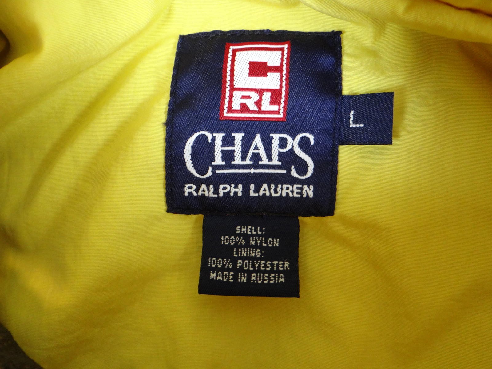 Vintage Y2K Chaps Ralph Lauren Yellow Men's Windbreaker Jacket