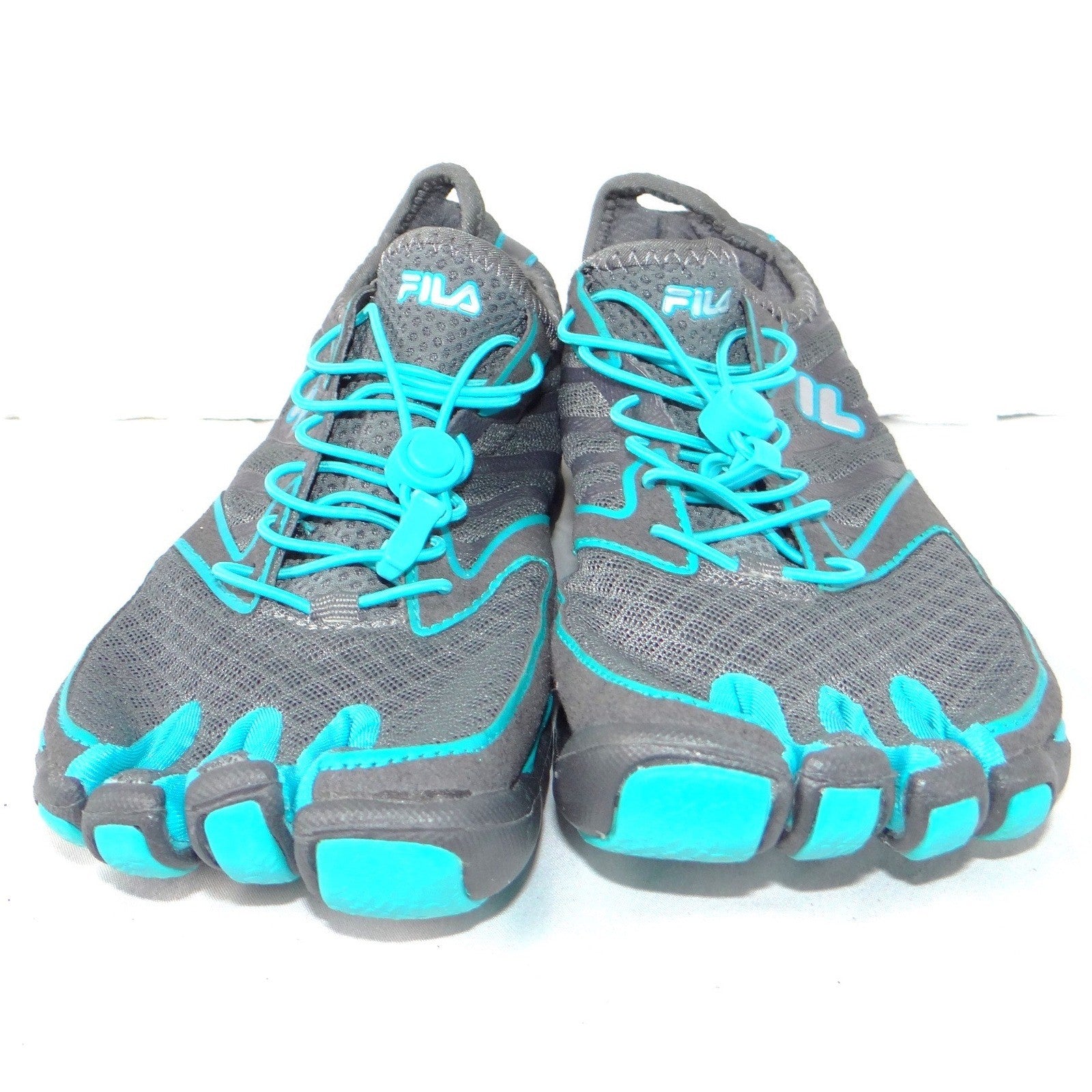 Fila Skele-Toes EZ Slide Womens 7.5 Gray Teal Four Toe Barefoot Shoes