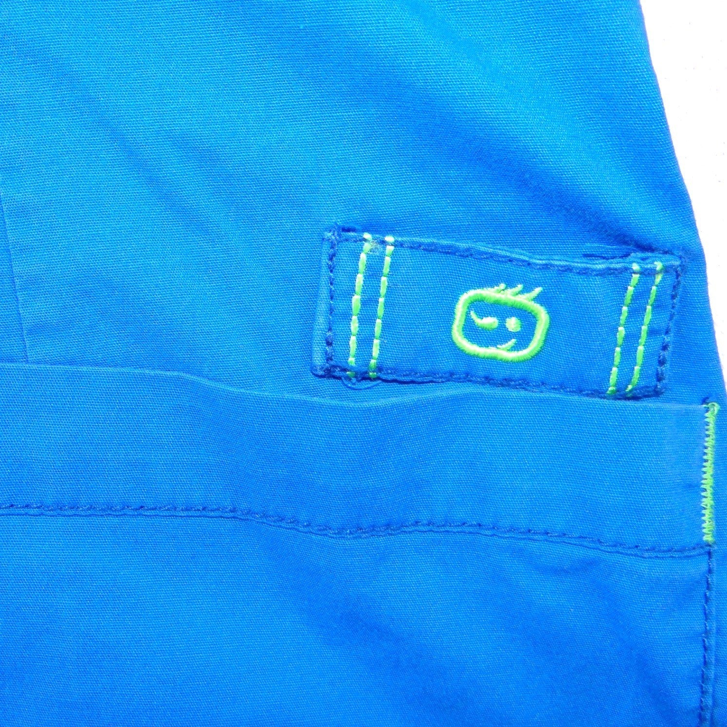 WonderWink WonderFlex Womens Blue Lime Green V-Neck Scrub Top Size Medium 0168