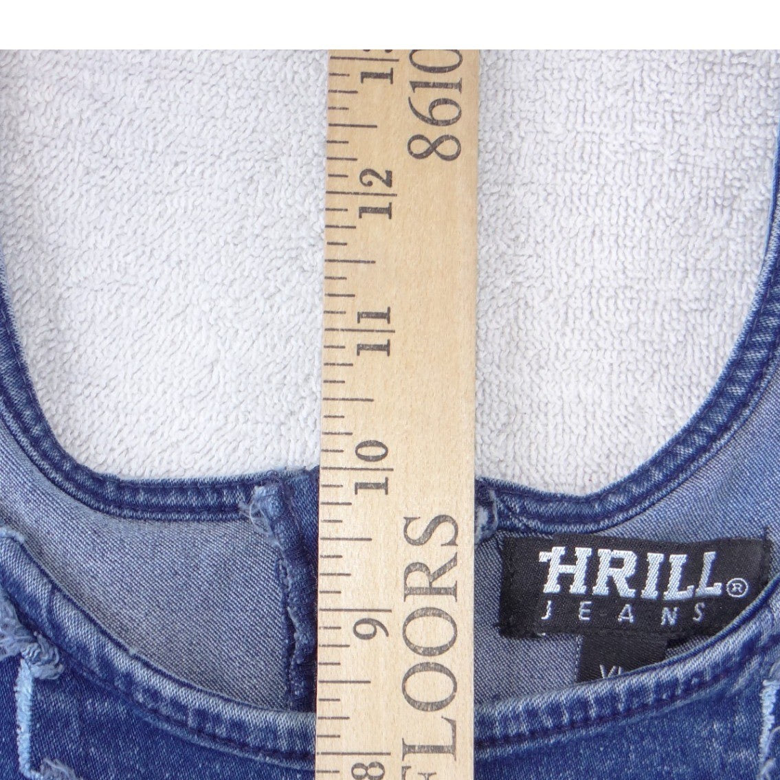 Thrill Jeans Blue Denim Corset Crop Top Frayed Seams Back Zip XL