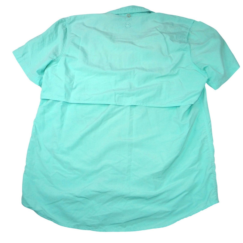 Vintage Magellan Outdoors Mens Teal Short Sleeve Button Up Fishing Shirt Large