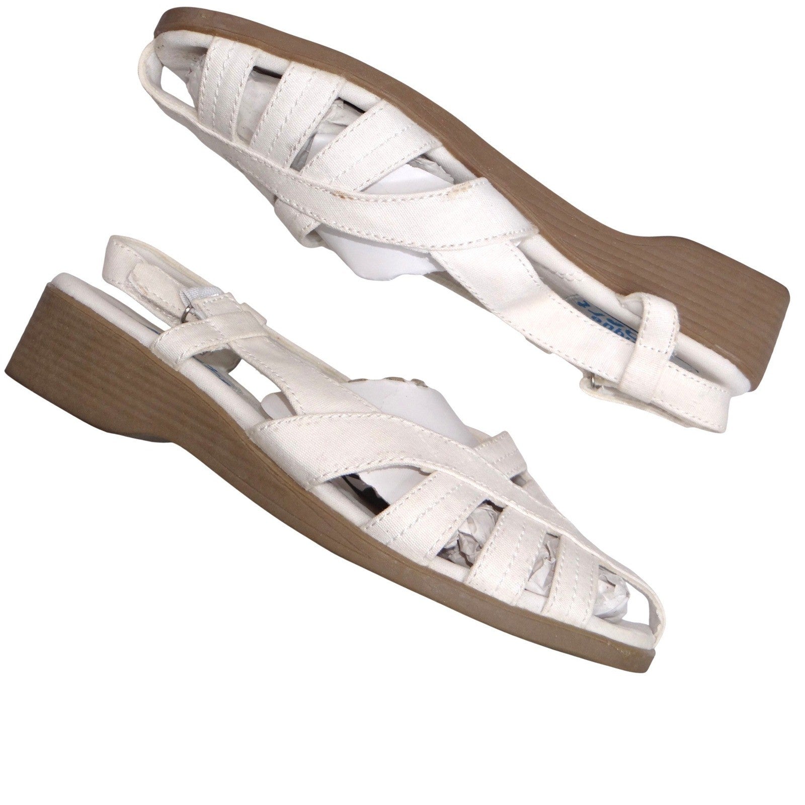 Classique Sport Women's White Strappy Wedge Sandals Size 7M