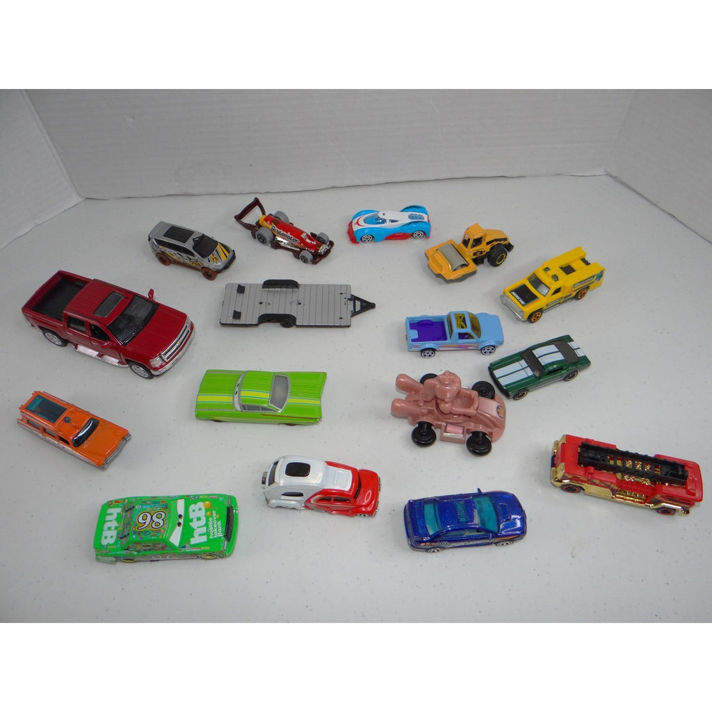 Mixed Toy Vehicle Lot 15pc Disney Cars Chick Hicks Chevy Silverado Fire Truck