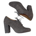 ana A New Approach Grey Faux Suede Lace Up Block Heel Oxford Booties Size 10