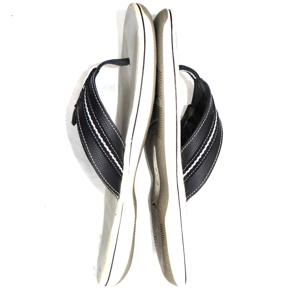 Clarks Womens Flip Flop Sandals Black White Comfort Thong Size 10