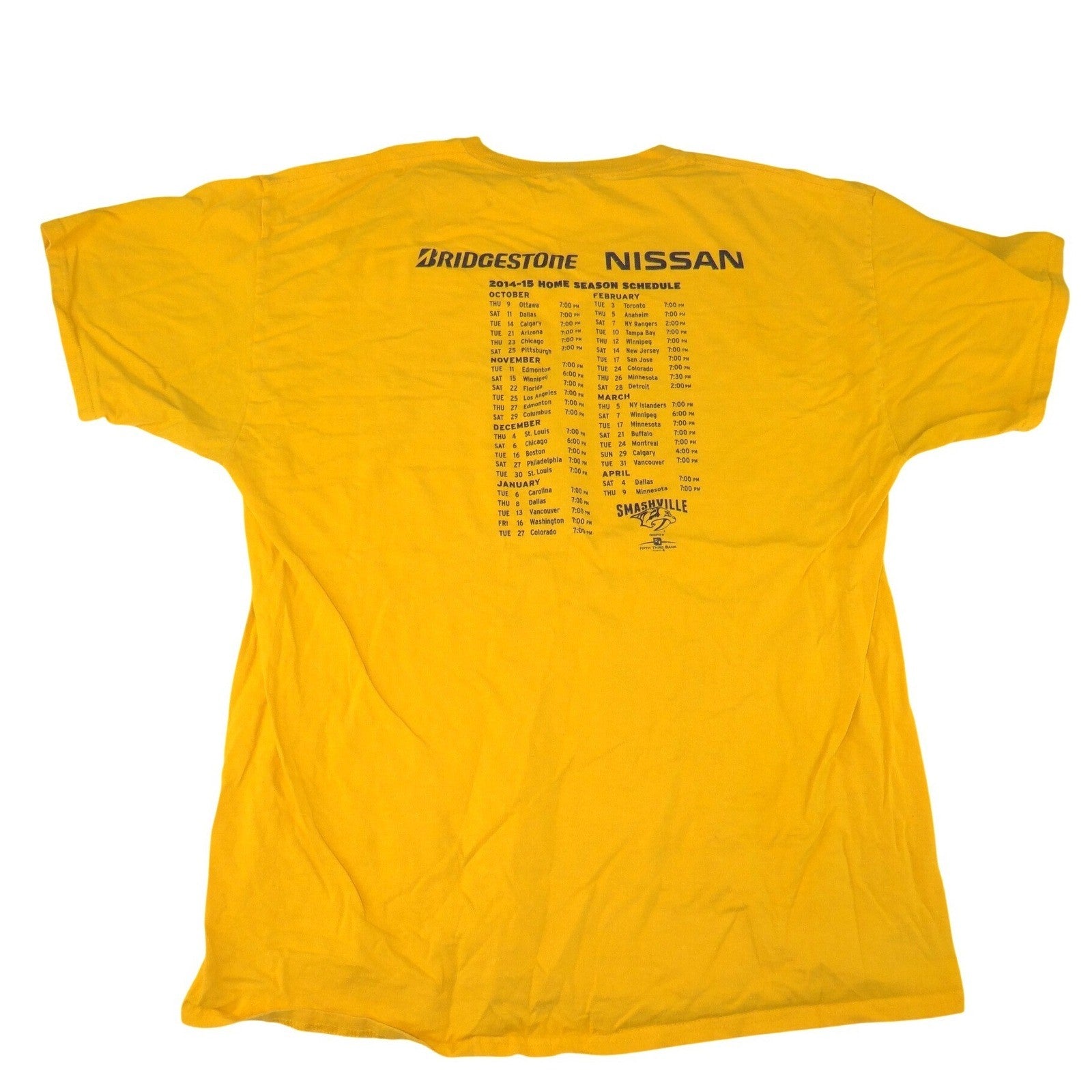 Nashville Predators Smashville T-Shirt XL Gold 2014-15 Schedule NHL Hockey Tee