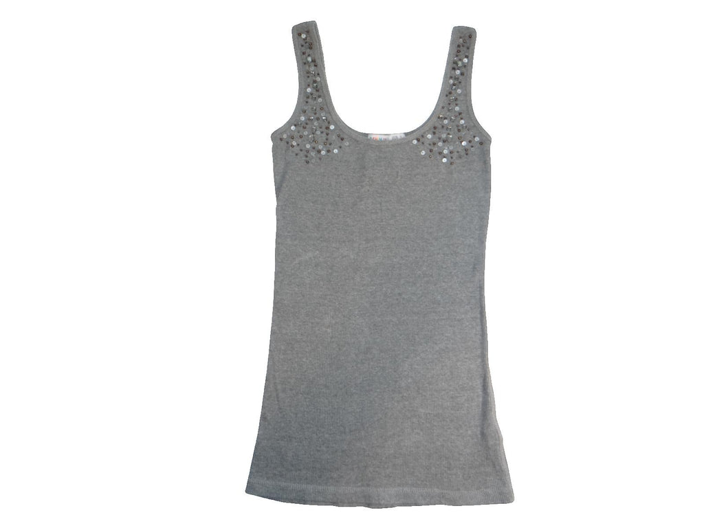 Vintage Denim & Co. Grey Embellished Tank Top