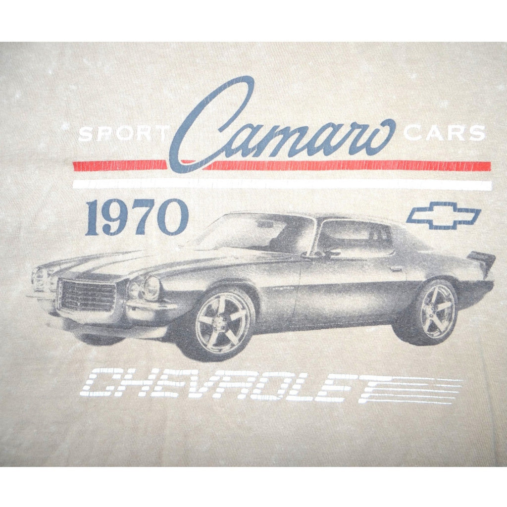 GM Official Licensed Chevrolet Camaro 1970 Sport Cars T Shirt Womens Small Beige