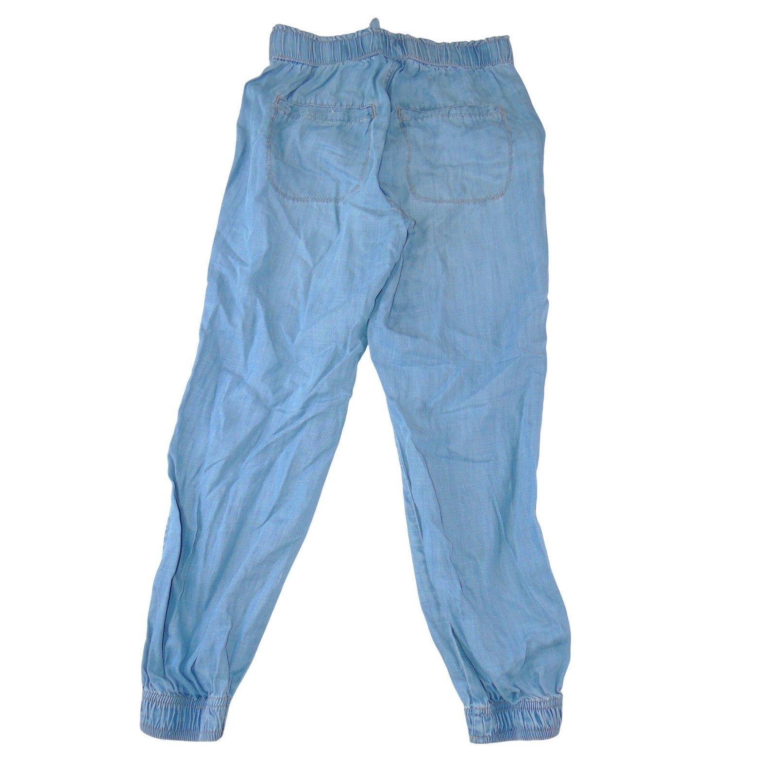 Knox Rose Womens Light Wash Chambray Paperbag Waist Jogger Pants Blue XS