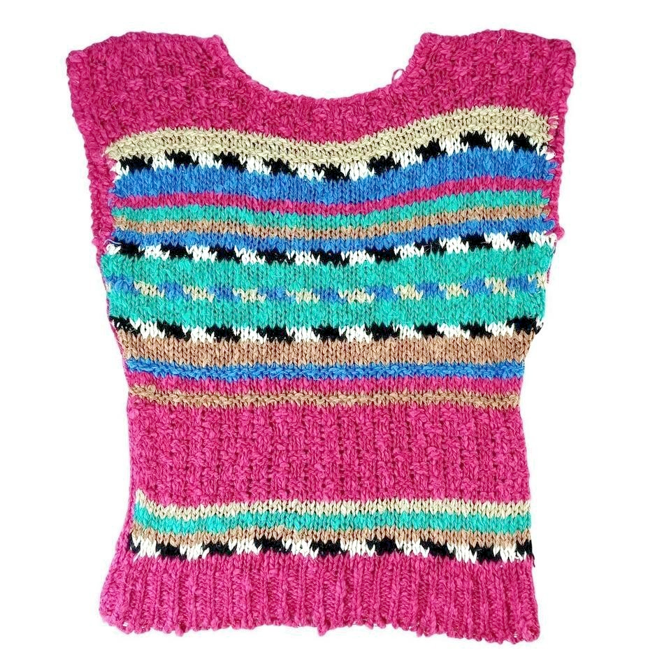 Victoria Jones by Halli Knit Sweater Tank Top Multi Color Striped Sleeveless M
