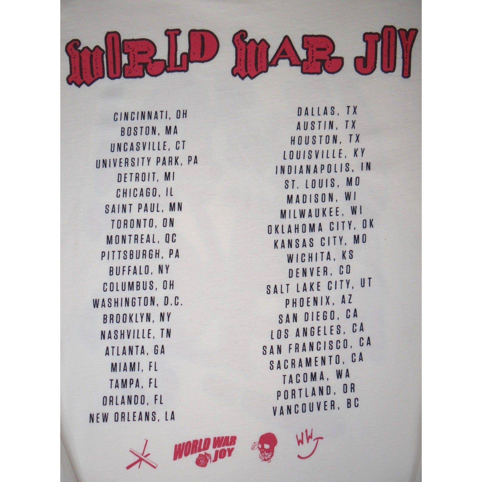 The Chainsmokers World War Joy Long Sleeve Tour Graphic T Shirt Cream Men Large