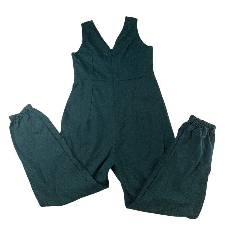 SHEIN Women's Dark Green Sleeveless V Neck Wide Leg Jumpsuit Size M