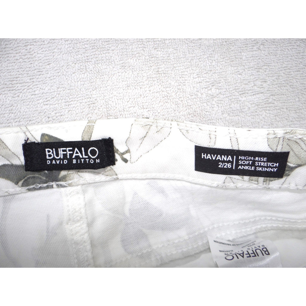 NWT-Buffalo David Bitton Havana High Rise Ankle Skinny Floral Pants Ivory