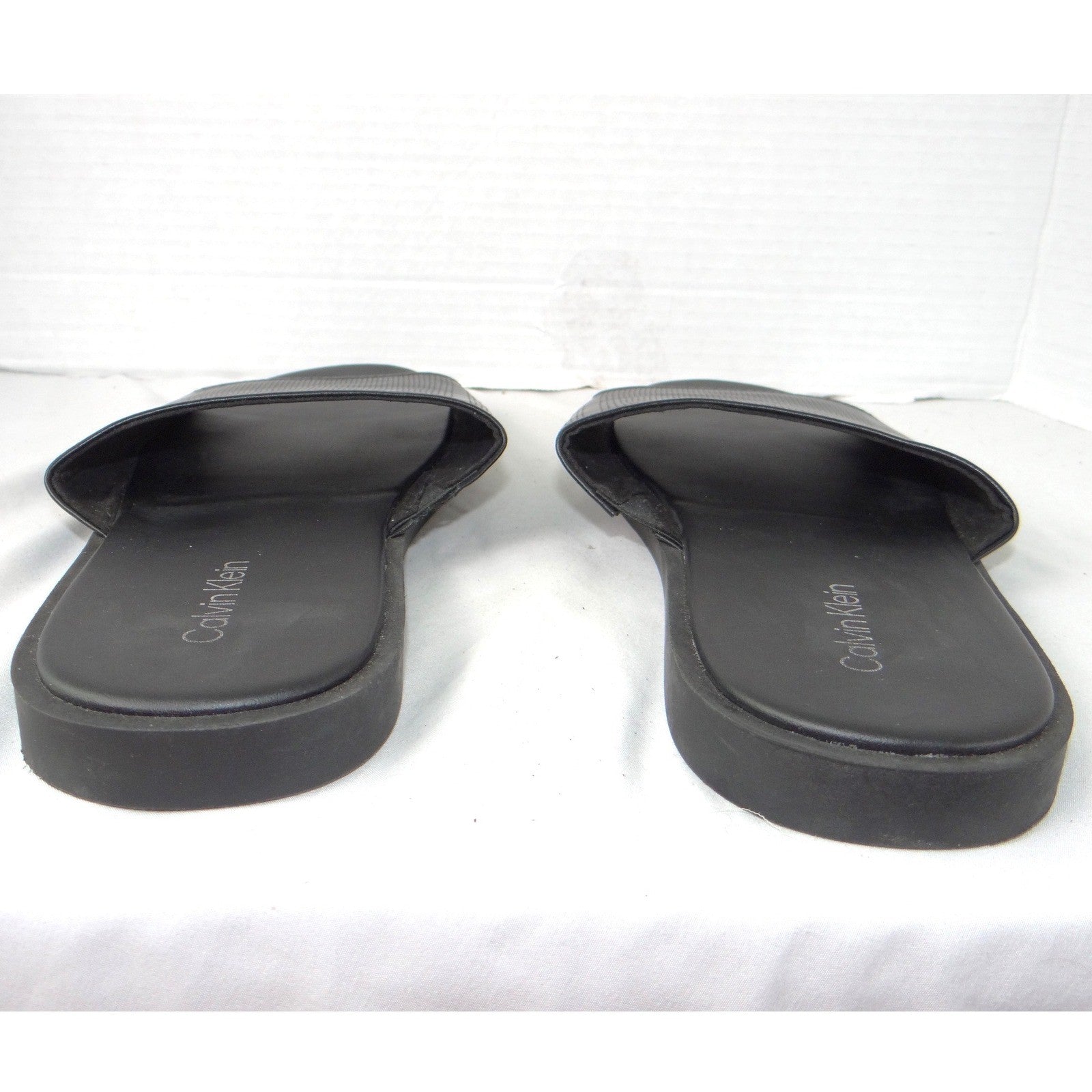 Calvin Klein Mens Black Micro Perforated Slide Sandals Size 12 US 46 EUR