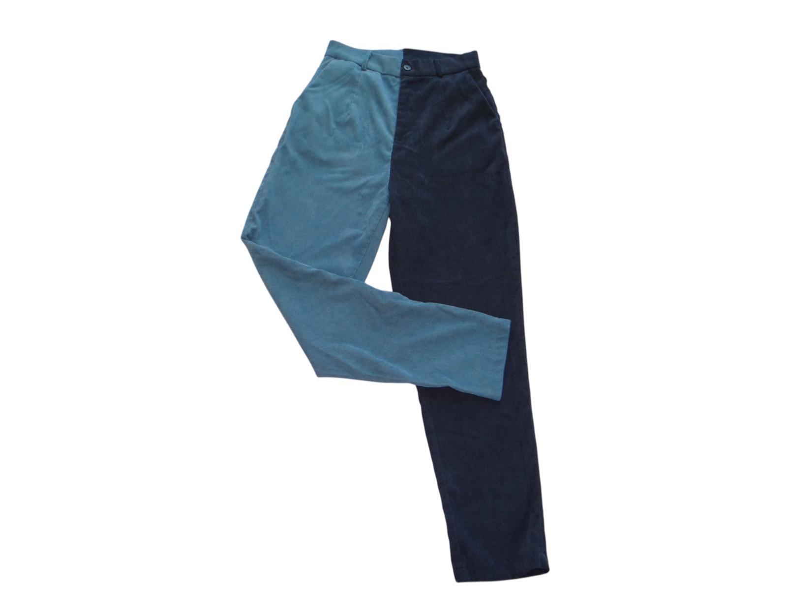 Stylish Color Block Corduroy Pants by Romwe - Size S