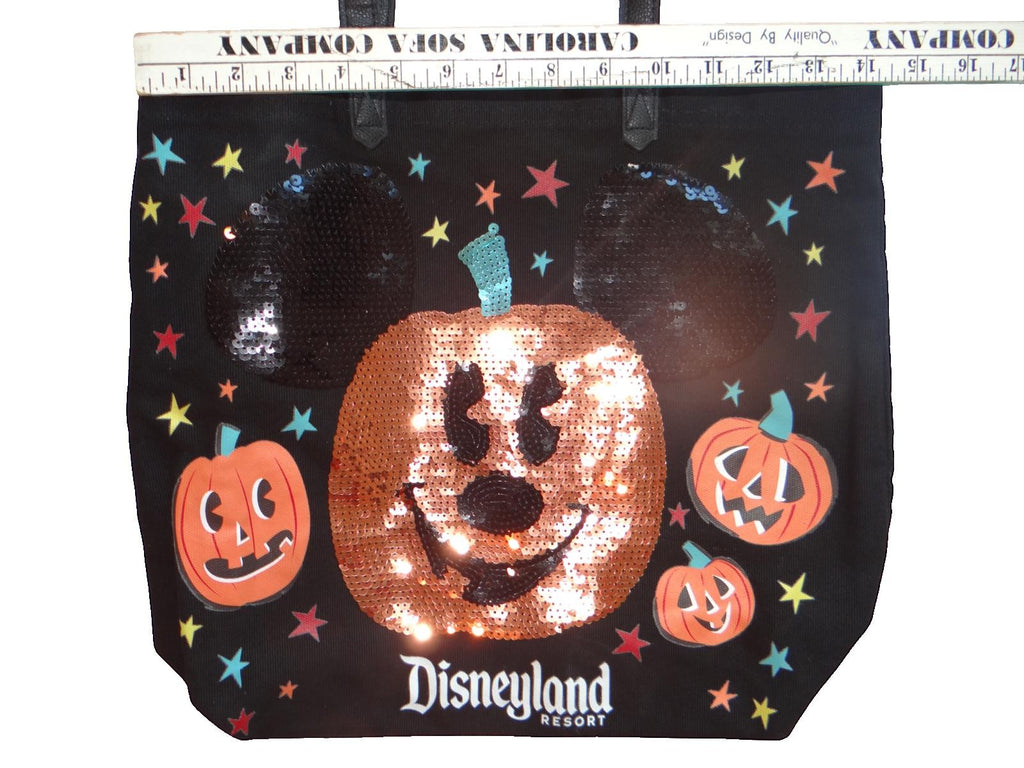 Disneyland Resort Halloween Tote Bag with Sequin Pumpkin and Mickey Ears