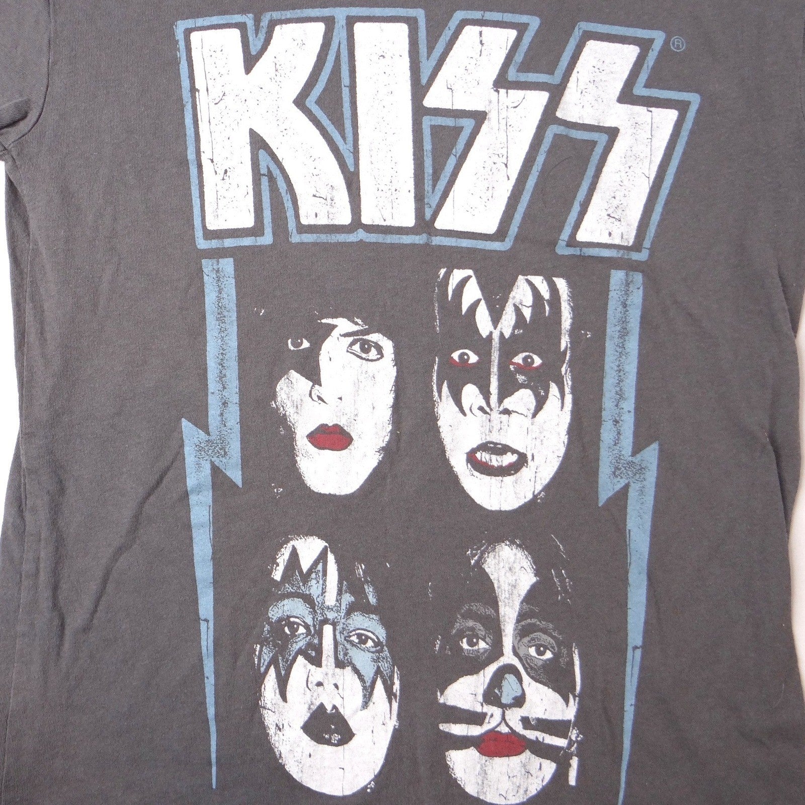 KISS Band Rock T Shirt Charcoal Gray Graphic Print XS