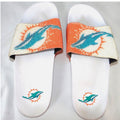 Miami Dolphins NFL Women Rhinestone Logo Slide Sandals White Orange Size L