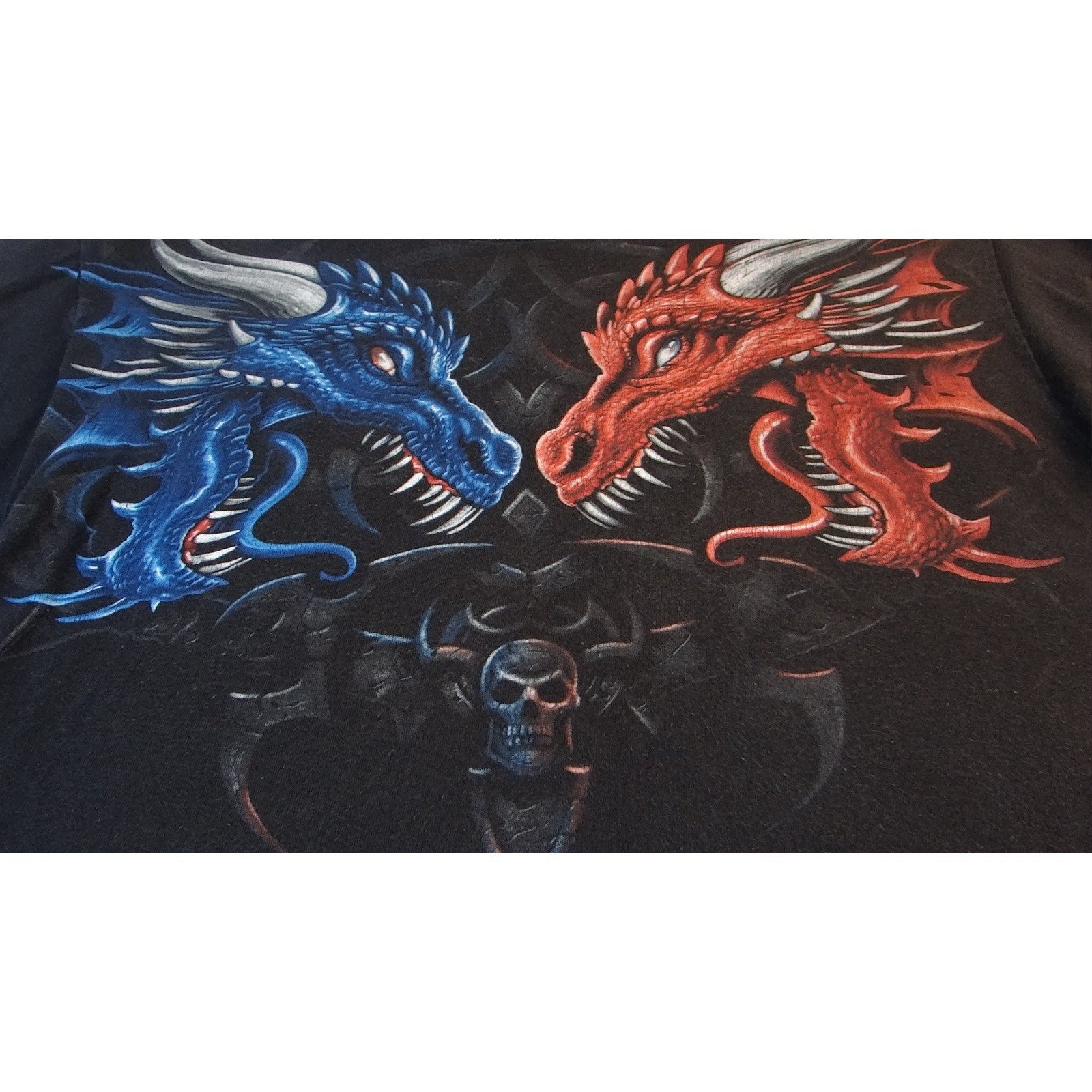Vintage Men's Black Dragon Graphic T Shirt Fire Ice Mythical Fantasy Shirt
