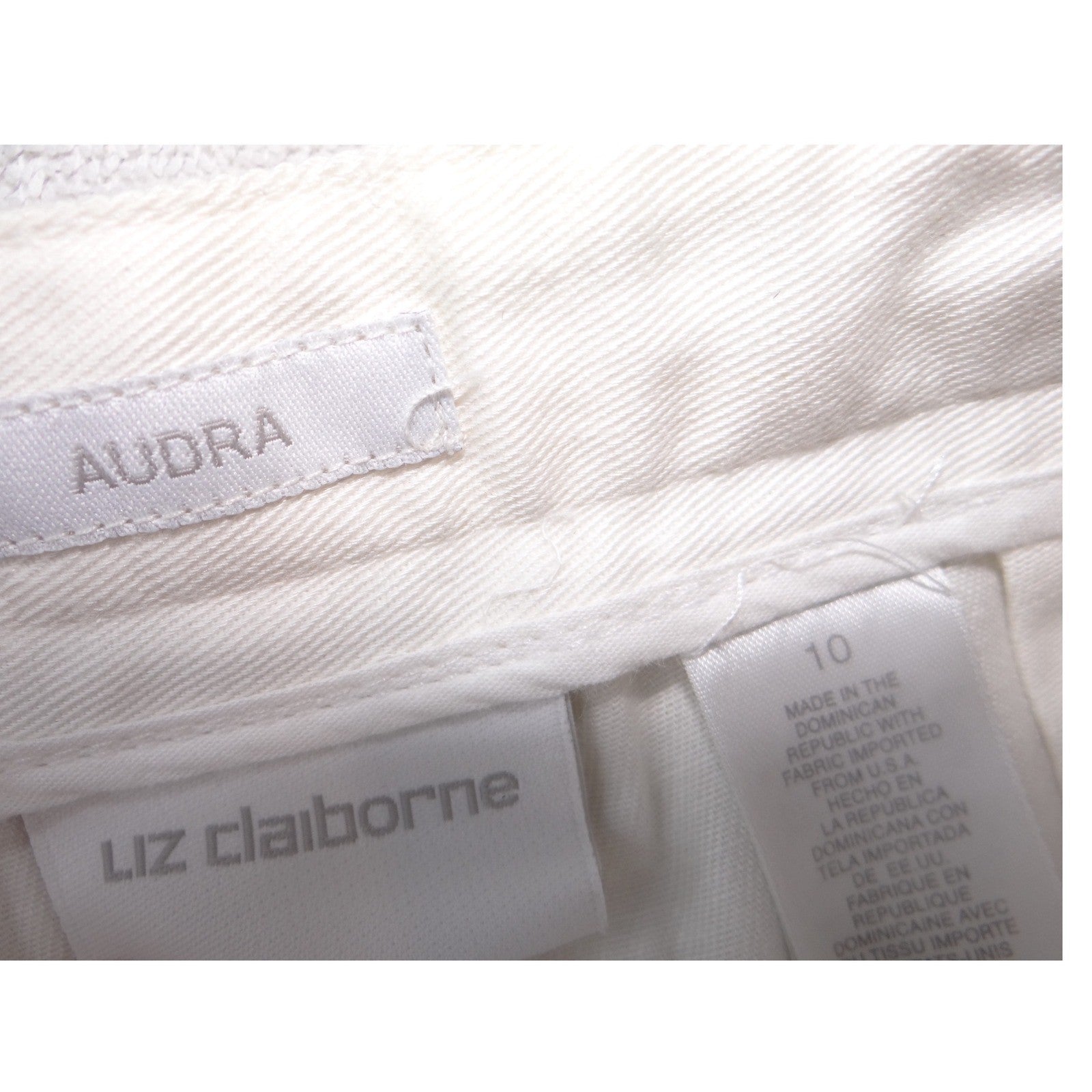 Liz Claiborne Audra Womens White Straight Leg Dress Pants Size 10 Twill Trousers