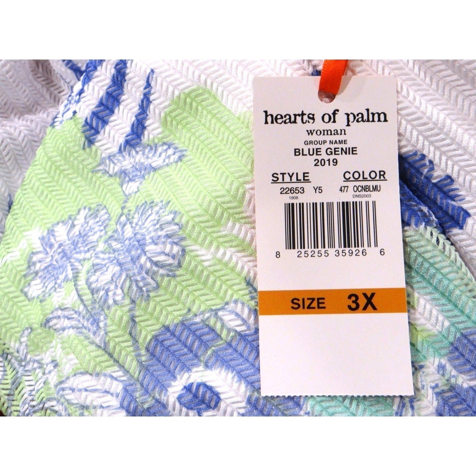 NWT Hearts of Palm Woman Blue Genie Top Tunic 3X Floral Tropical V-Neck