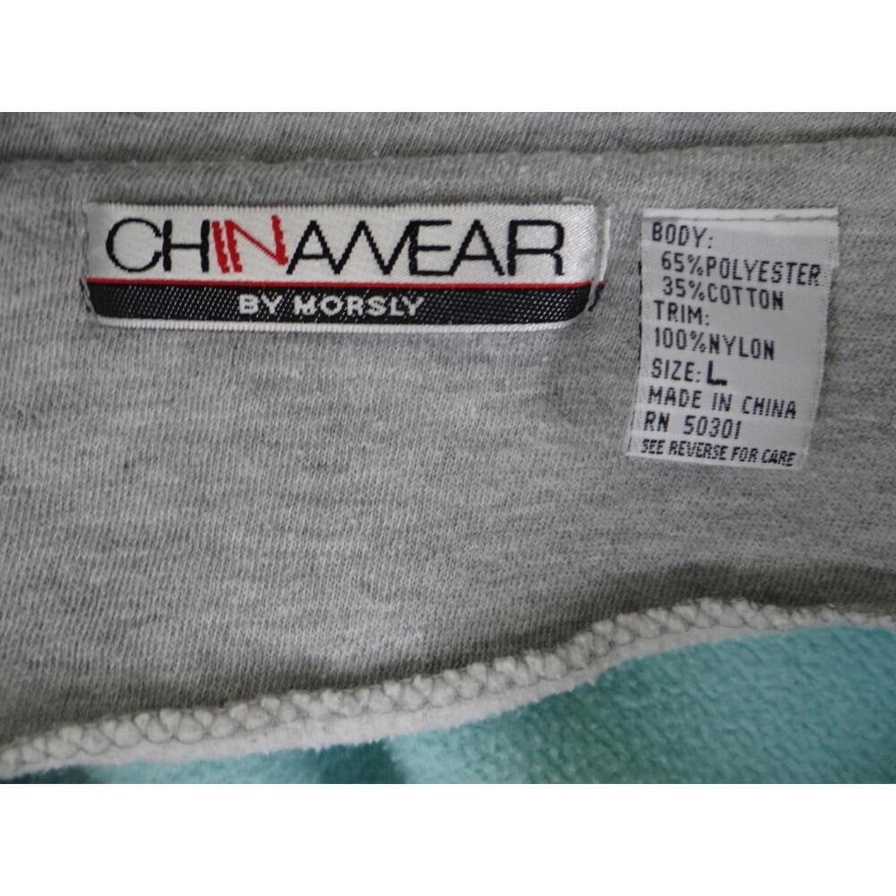 Vintage 1990's China Wear By Morsly Light Blue Pullover Sweatshirt Hoodie