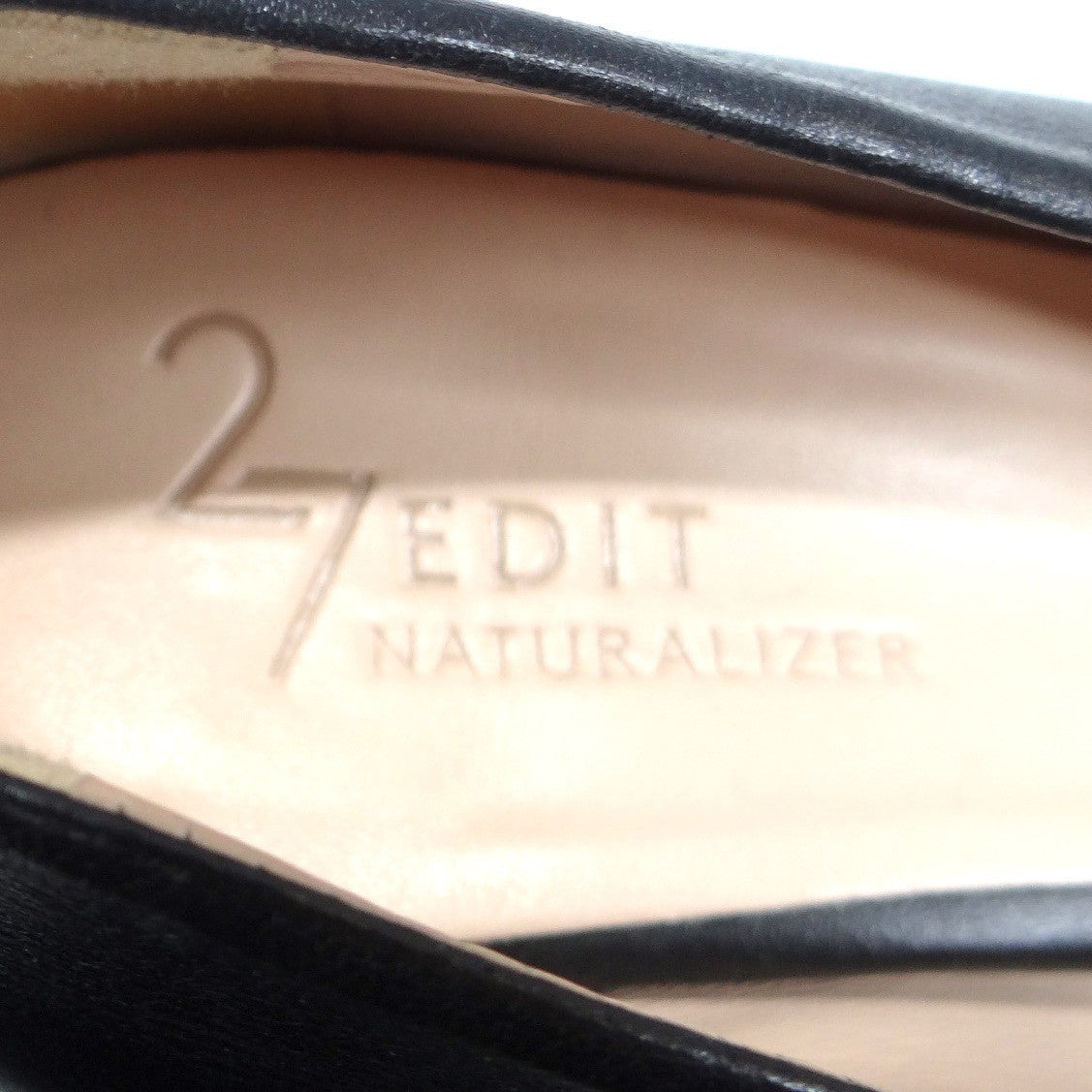 27 Edit Naturalizer Womens Black Leather Square Toe Kitten Heel Pumps Size 9.5