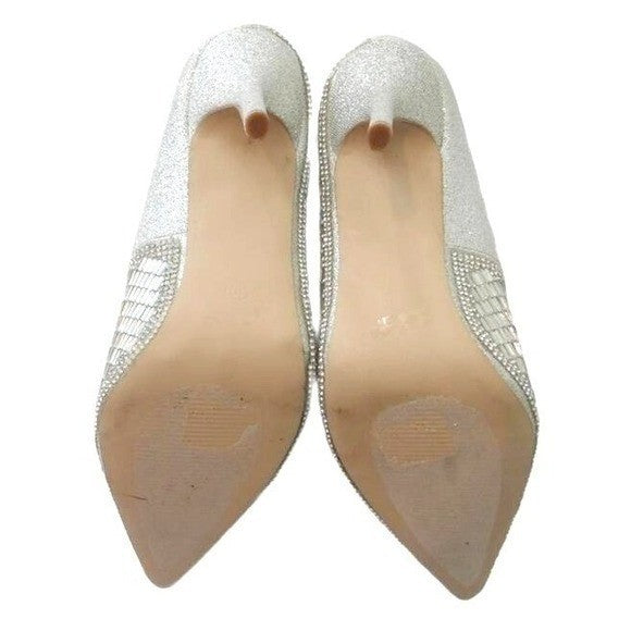 De Blossum Collection Stunning Unique Silver Mirror Mosaic High Heel Pumps Sz 10