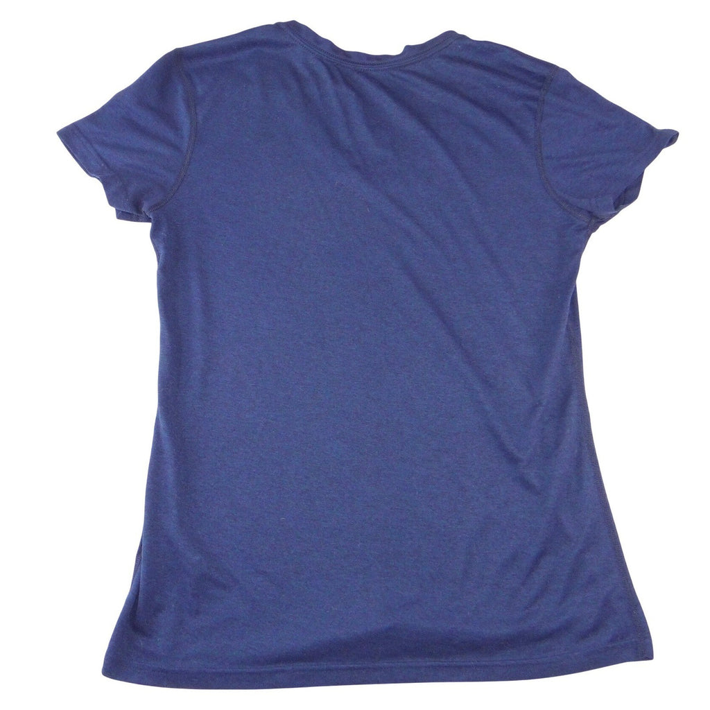 Nike Dri-FIT Womens V-Neck Short Sleeve Training Shirt Navy Blue Regular Fit M