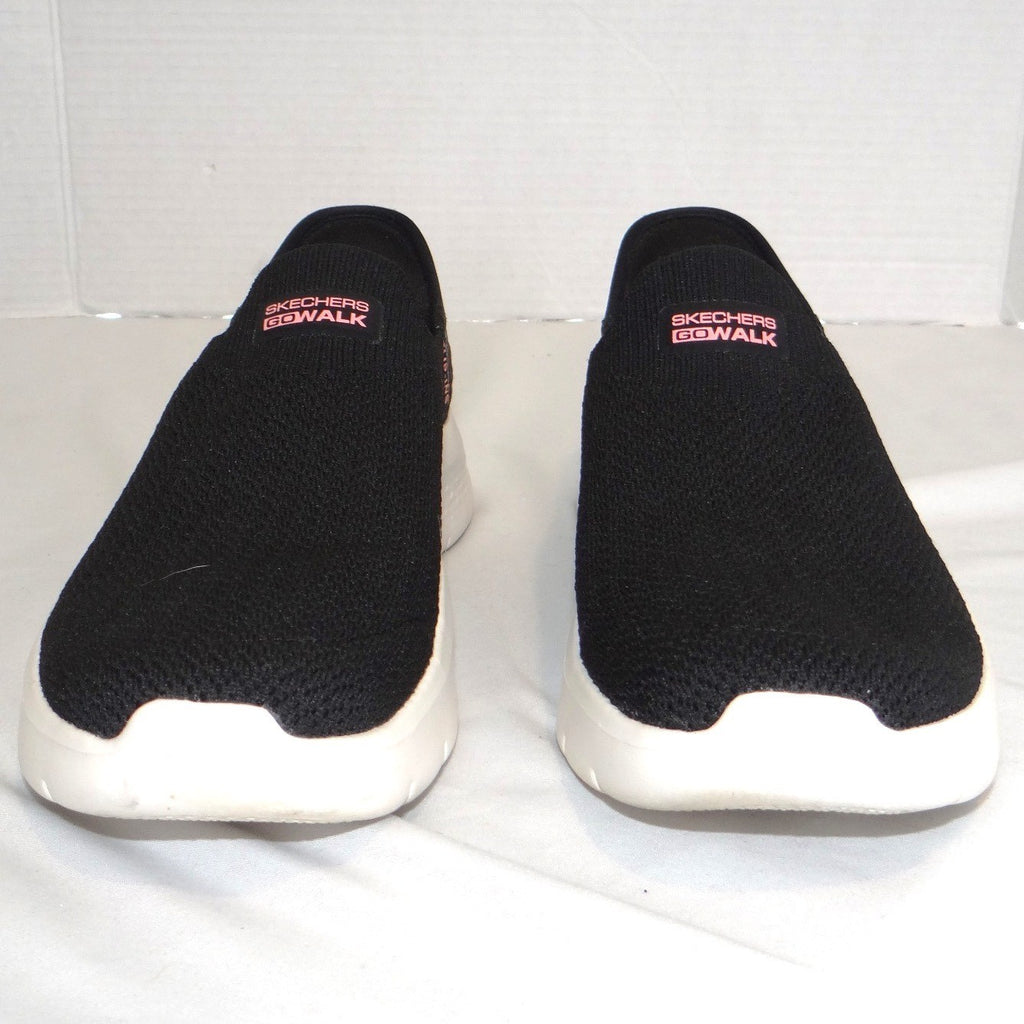 Skechers Womens Go Walk Slip-ins Black Floral Walking Shoes Size 8