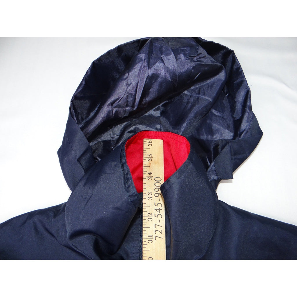 Womens Navy Blue Hooded Lightweight Rain Jacket Red Accents Size M