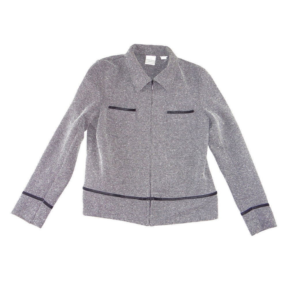 Emma James Petite Grey Textured Zip-Up Jacket Liz Claiborne Size P