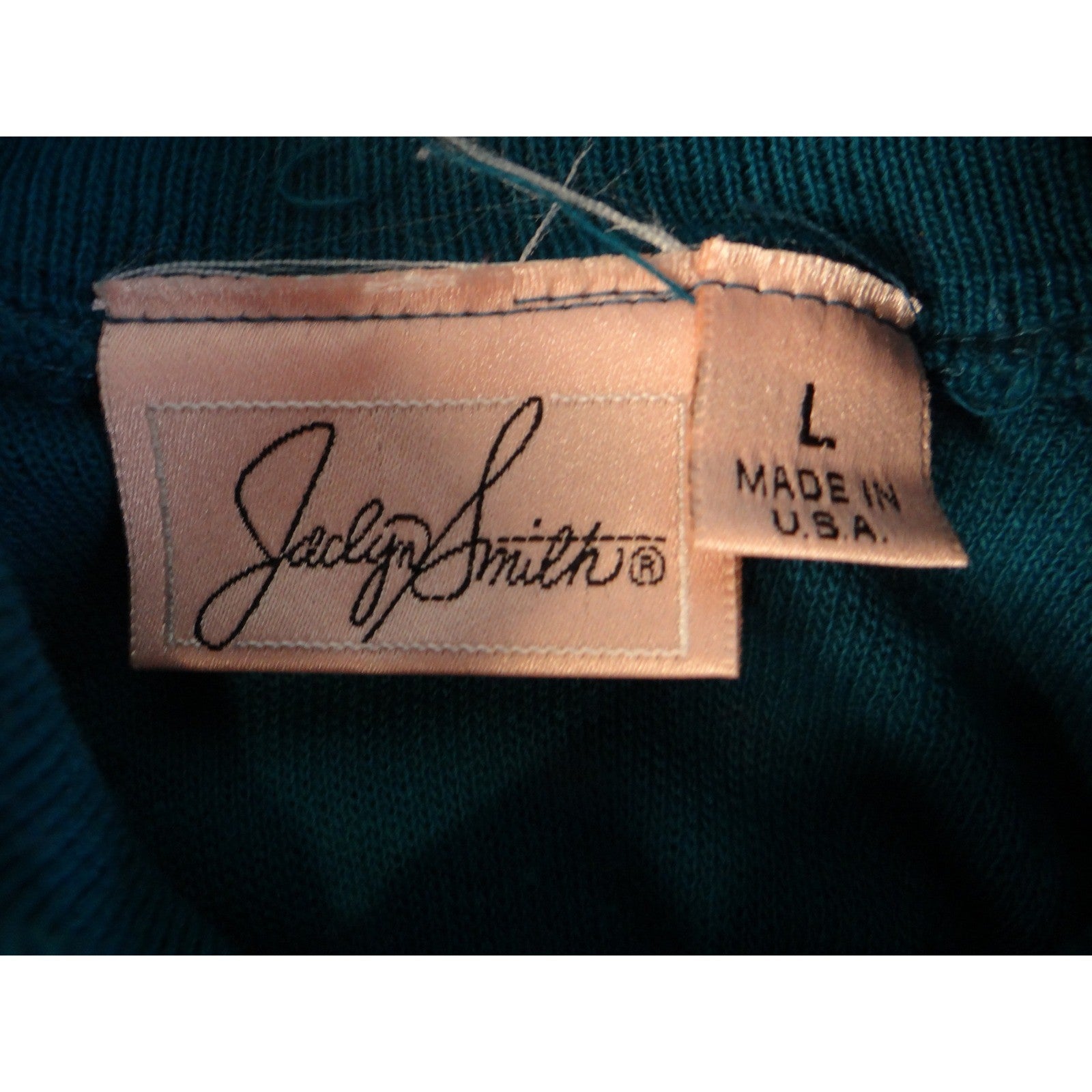 Vintage Jaclyn Smith Teal Mock Neck Sleeveless Knit Sweater Vest Top Women's L