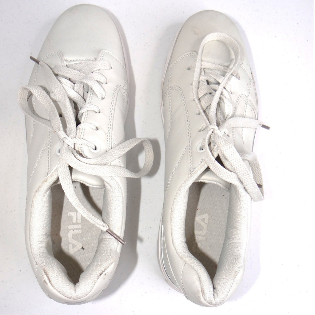 Fila Mens Low Top Sneakers Off-White Silver Metallic Trim Size 9 EE