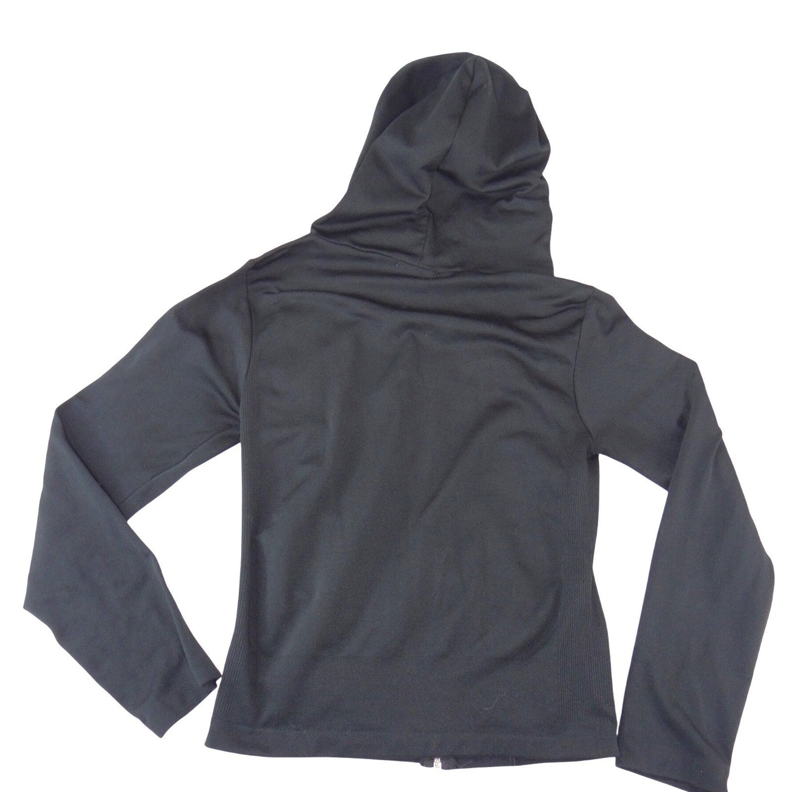 Coco & Shay Womens Black Full Zip Hoodie Ribbed Side Panels JTSM589 Size M/L