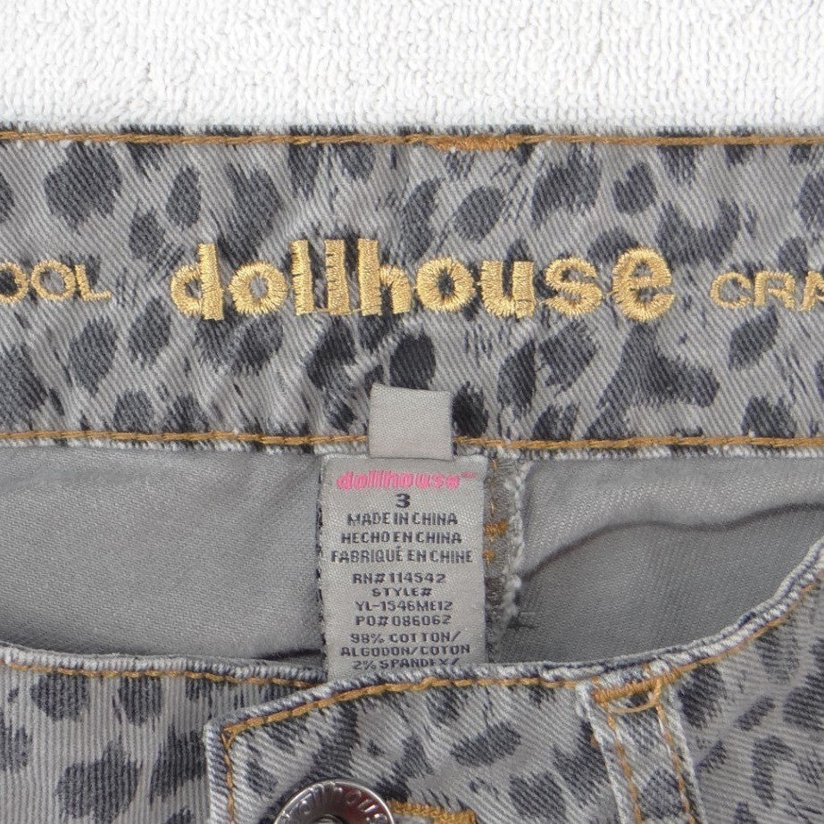 Dollhouse Crazy Sexy Cool Grey Leopard Print Skinny Jeans Womens Size 3
