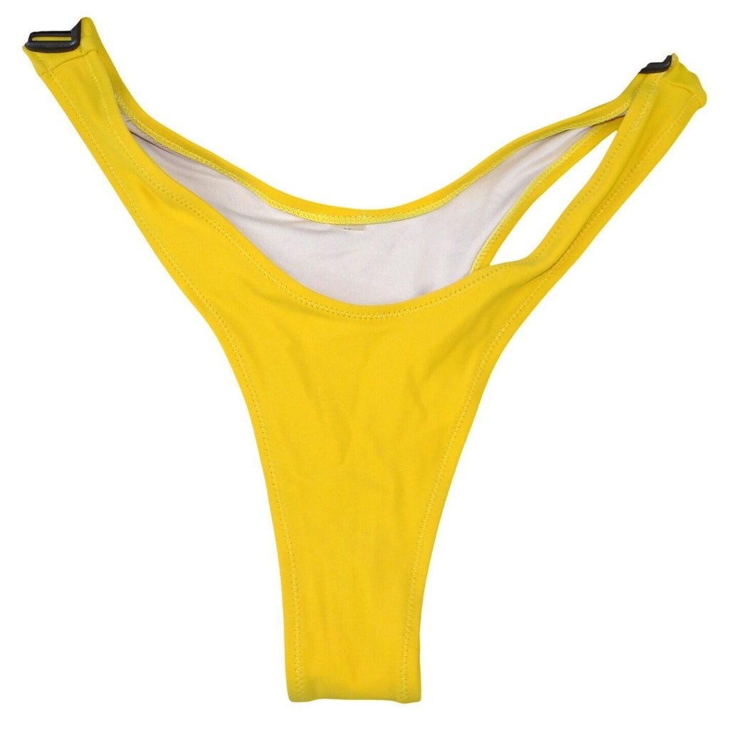 Womens Yellow Tie Shoulder Bandeau Bikini Set High Cut Two Piece Swimsuit M