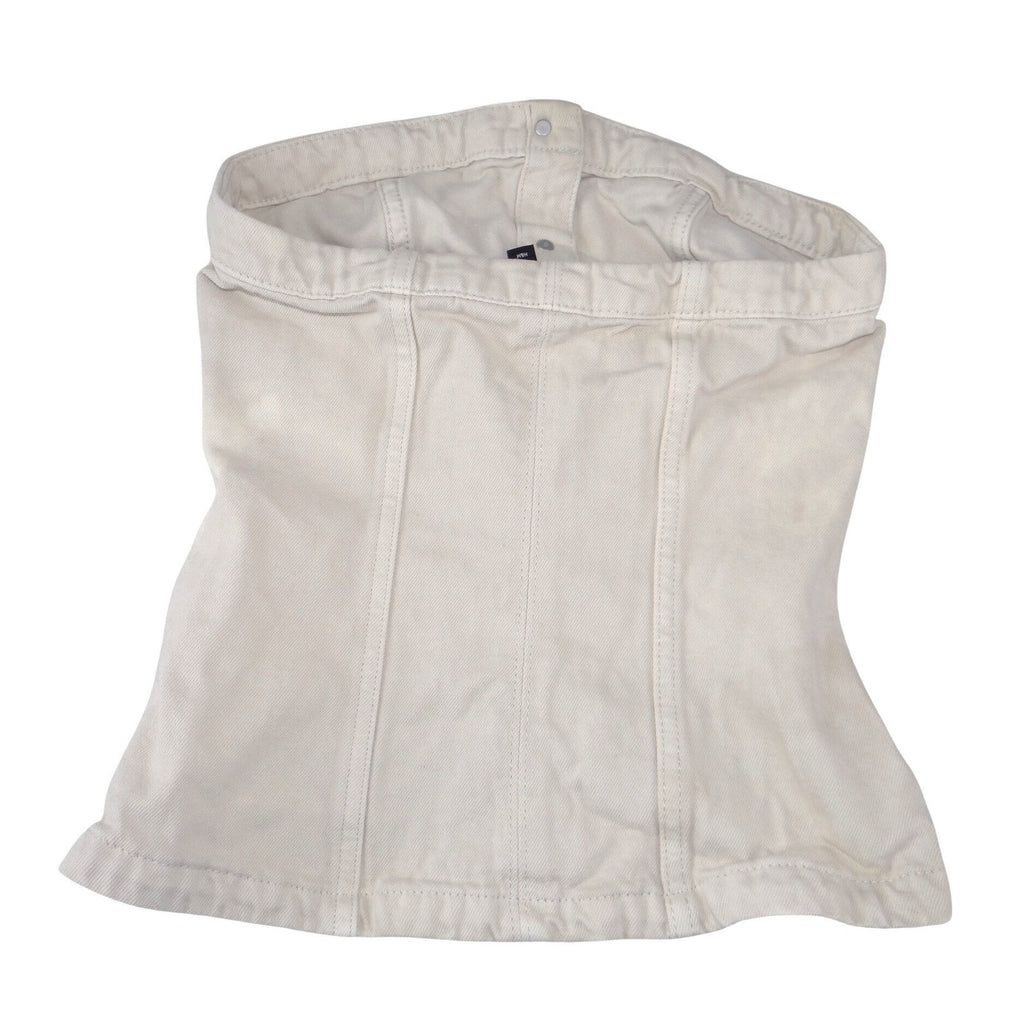 H&M Divided Cream Denim Tube Top Corset Button Front Strapless XS