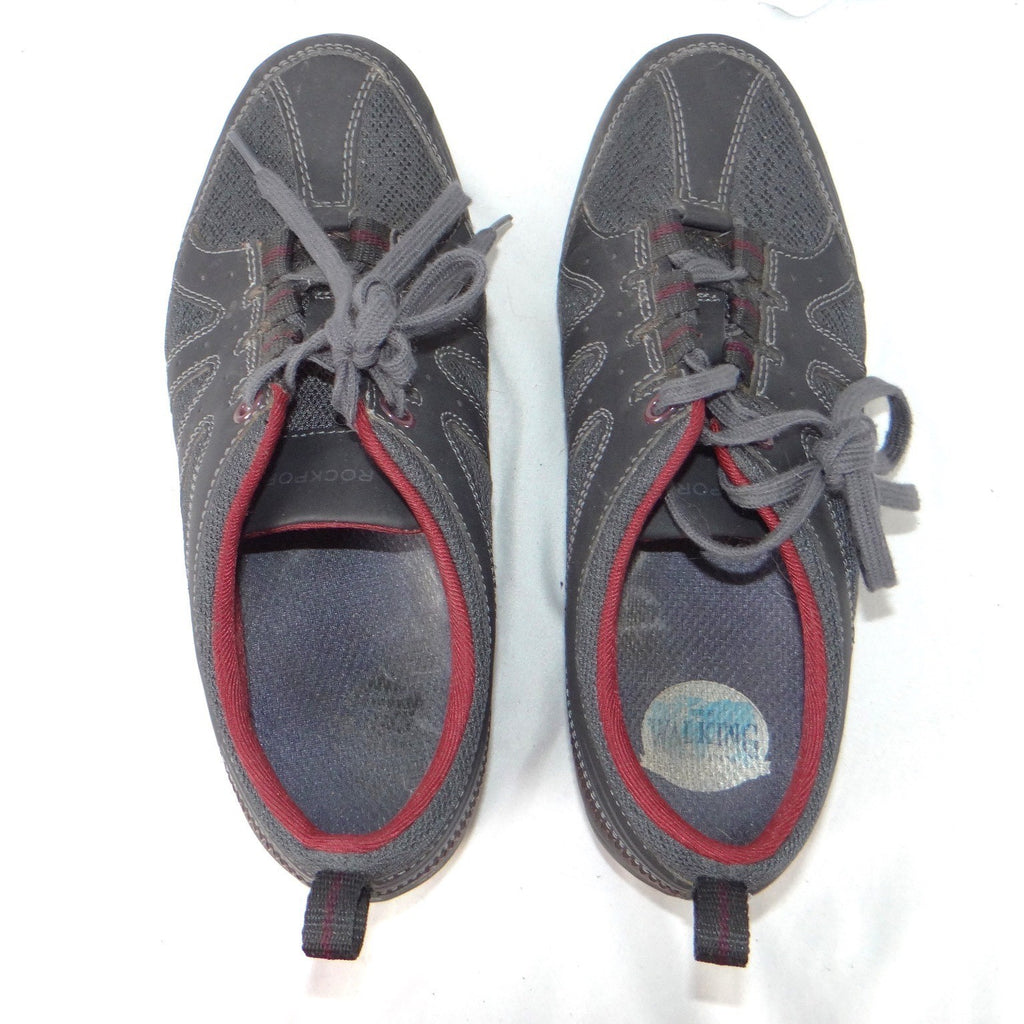 Rockport Walking Sneakers Womens 7.5 Charcoal Grey Burgundy Low Top Shoe