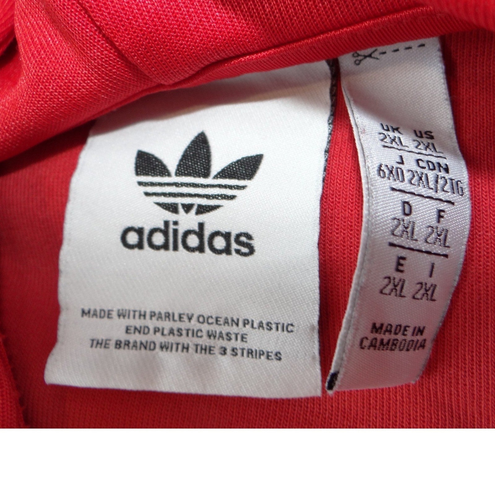 Adidas Originals Mens 2XL Red Track Jacket Hoodie 3-Stripes Trefoil