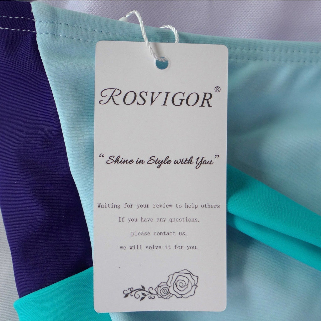 NWT-Rosvigor Womens Plus Size 3XL Colorblock Bikini Set Purple Teal High Waist