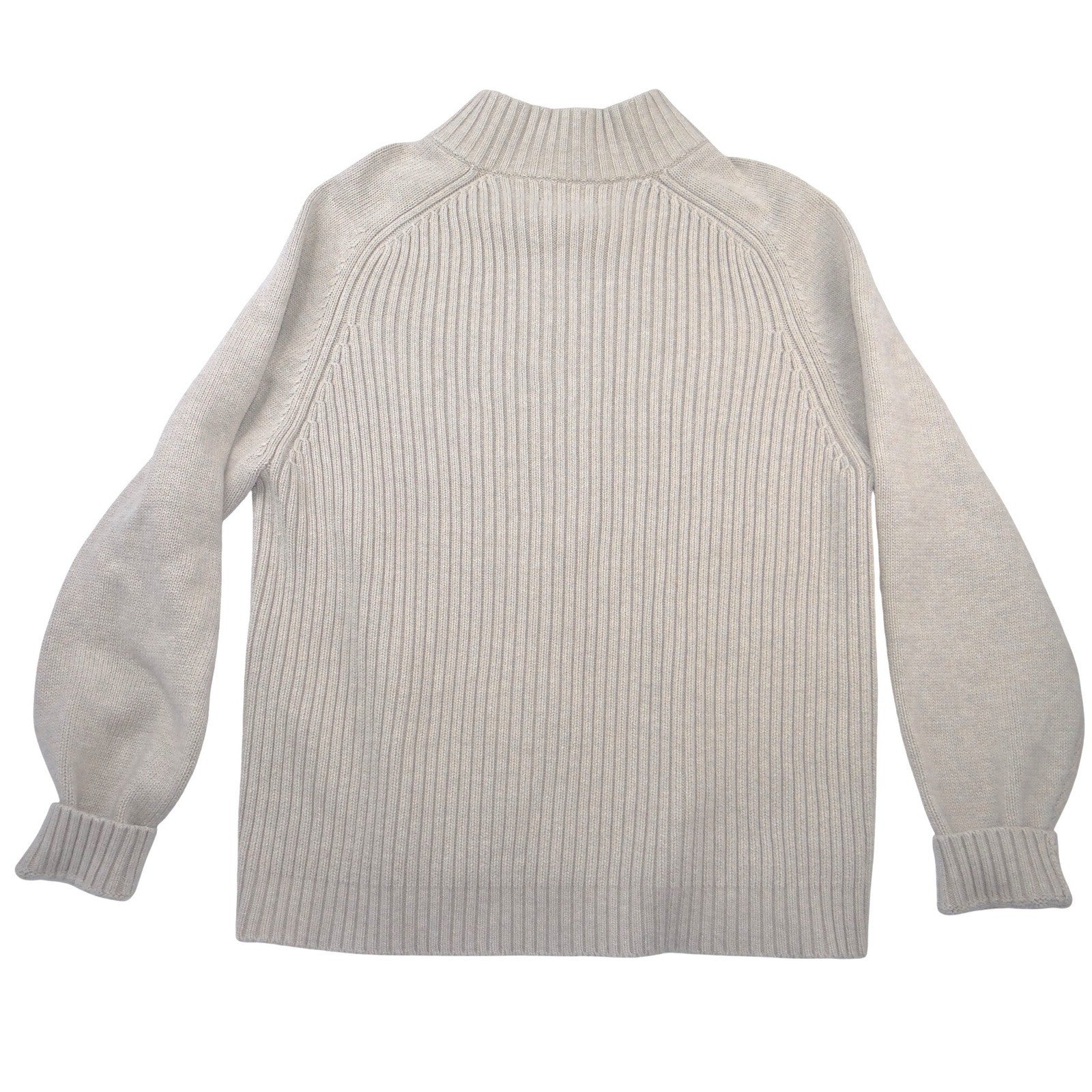 Lands End Mens XL Full Zip Ribbed Cardigan Sweater Oatmeal Beige Mock Neck