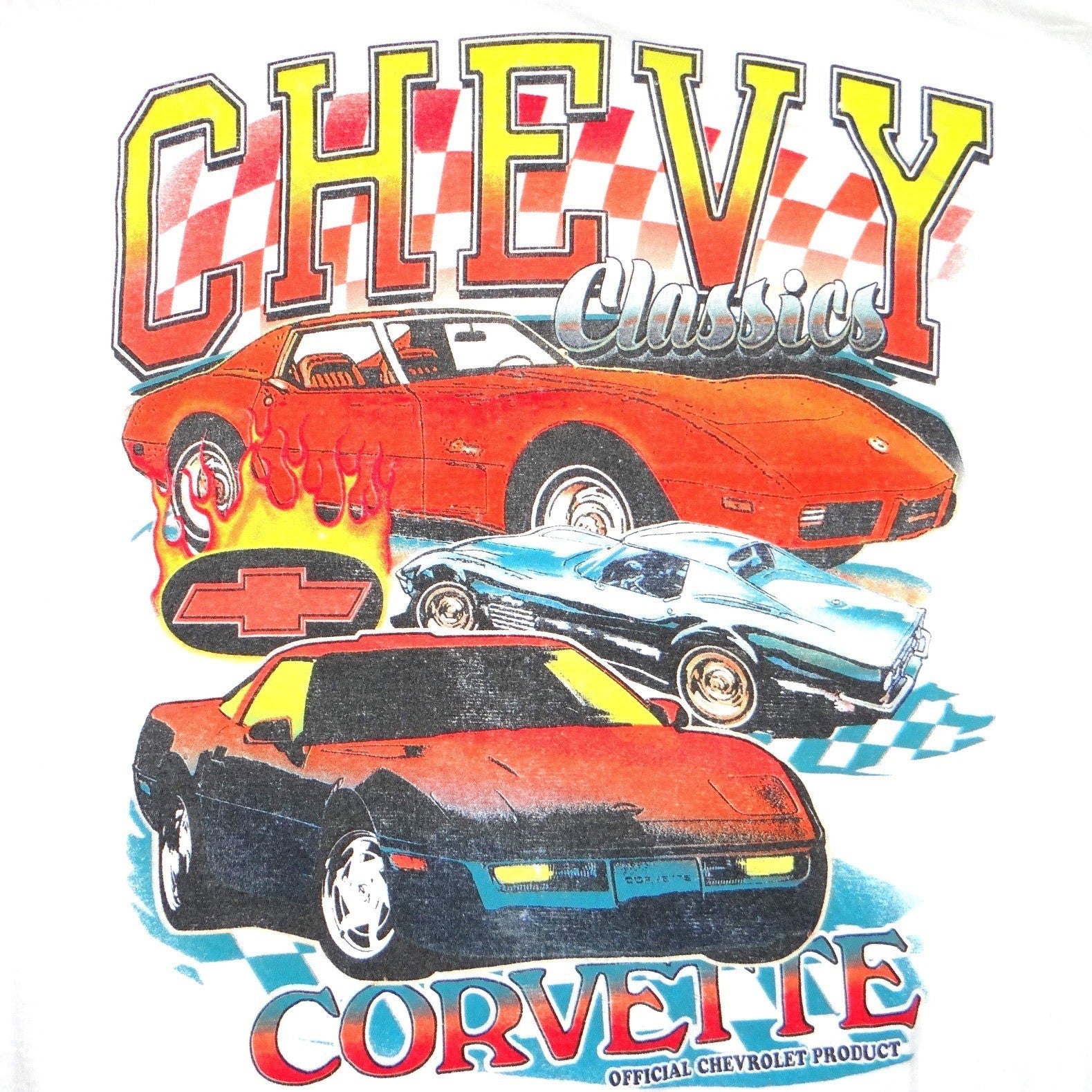 CHEMISTRY Womens White Short Sleeve Corvette Graphic T Shirt Size Medium