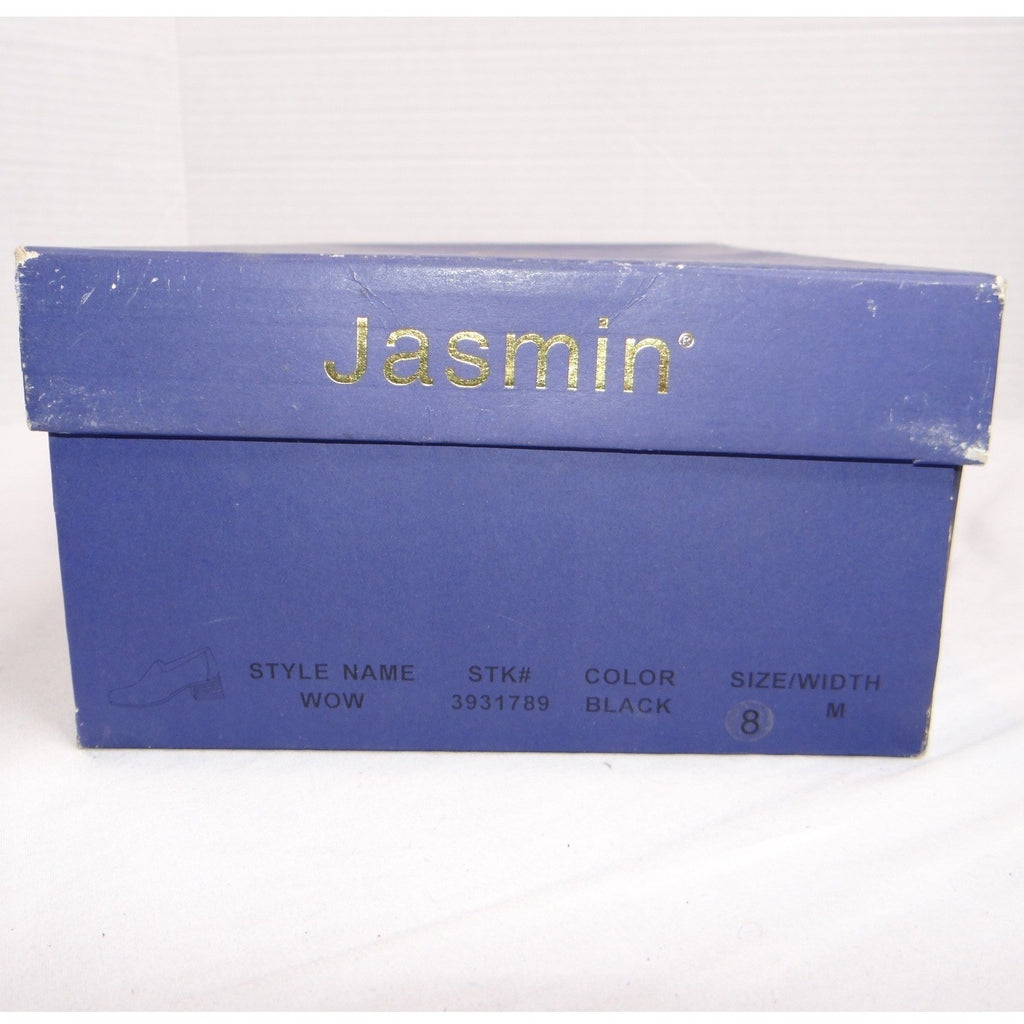 Vintage Jasmin Black Fabric Square Toe Block Heel Loafer Shoe w Box Women Sz 8M