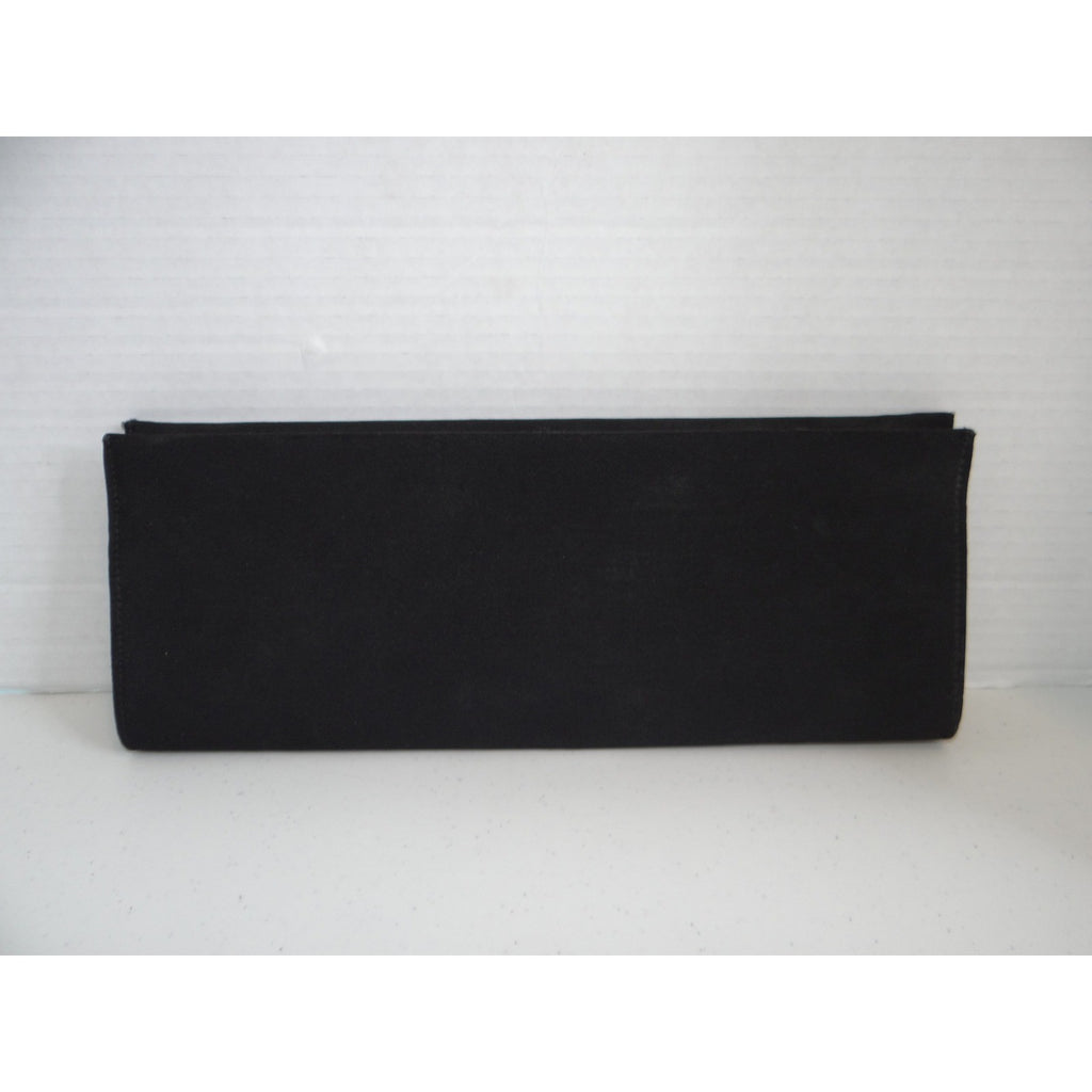Unbranded Black Fabric Rectangular Evening Clutch Bag Minimalist Formal Snap