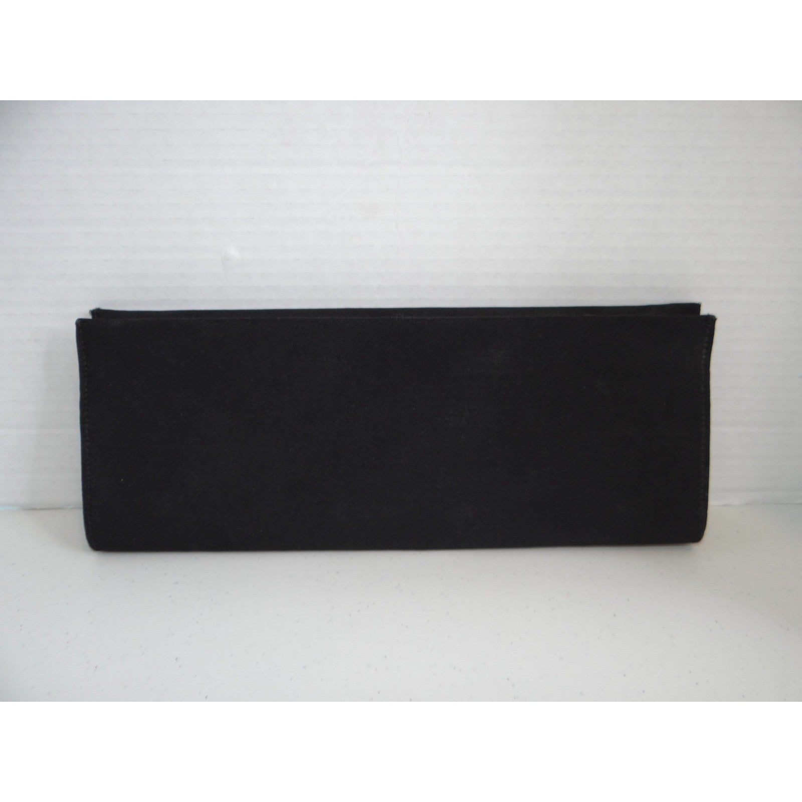 Unbranded Black Fabric Rectangular Evening Clutch Bag Minimalist Formal Snap