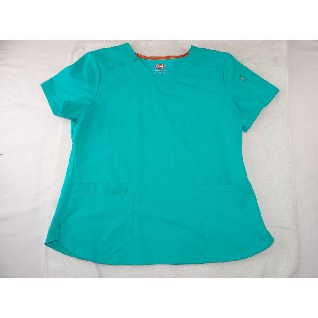 Dickies EDS Essentials Womens Scrub Set Teal Blue V-Neck Top And Pants XL- Tall