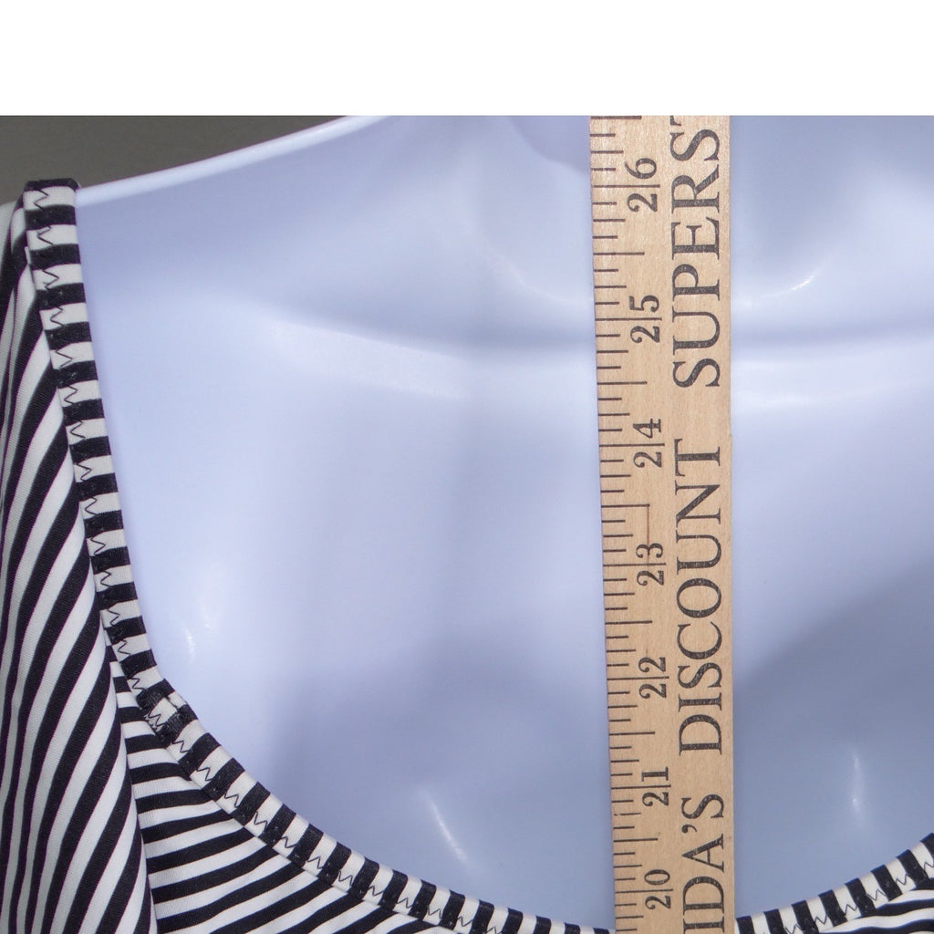 Gap Womens Black White Striped Ruffle Flutter Sleeve One Piece Swimsuit Size L